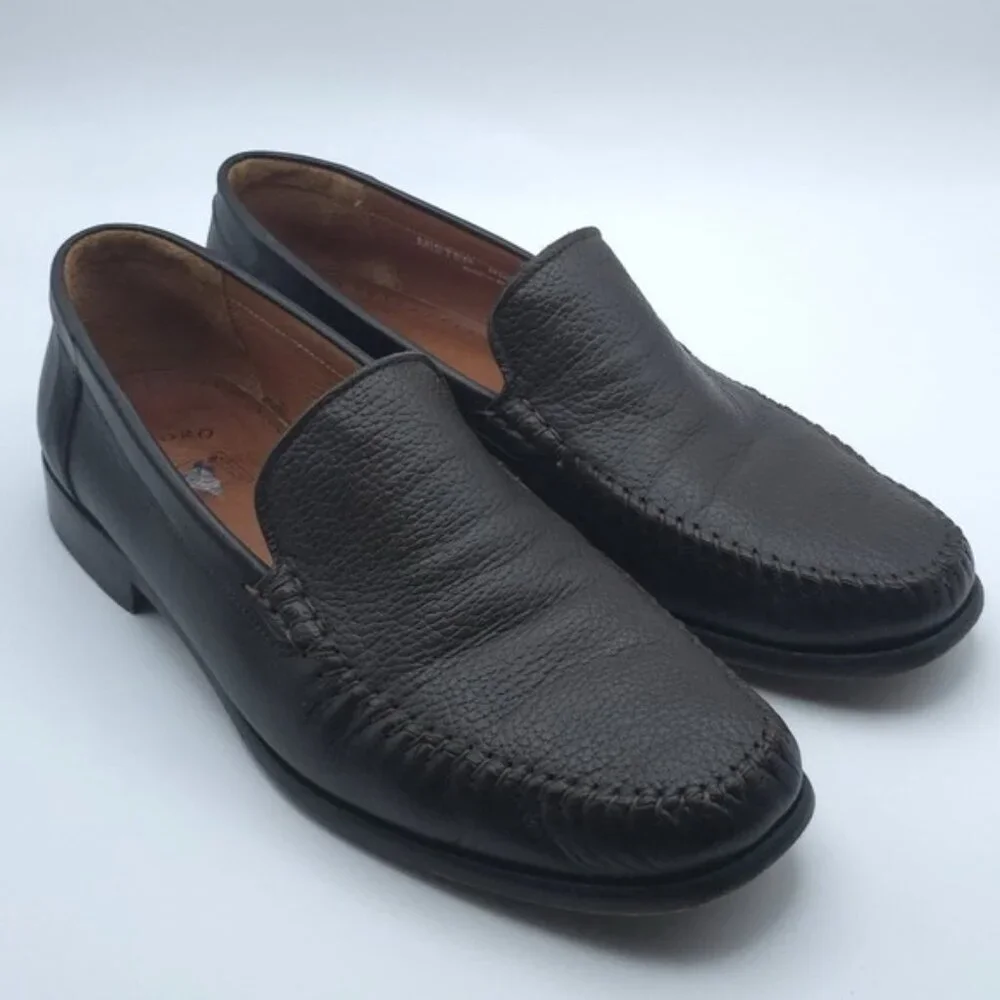 SANDRO MISTER‎ Men's Brown Leather Loafers Shoes Size 9.5 D SPAIN🇪🇸MADE BRN-SY